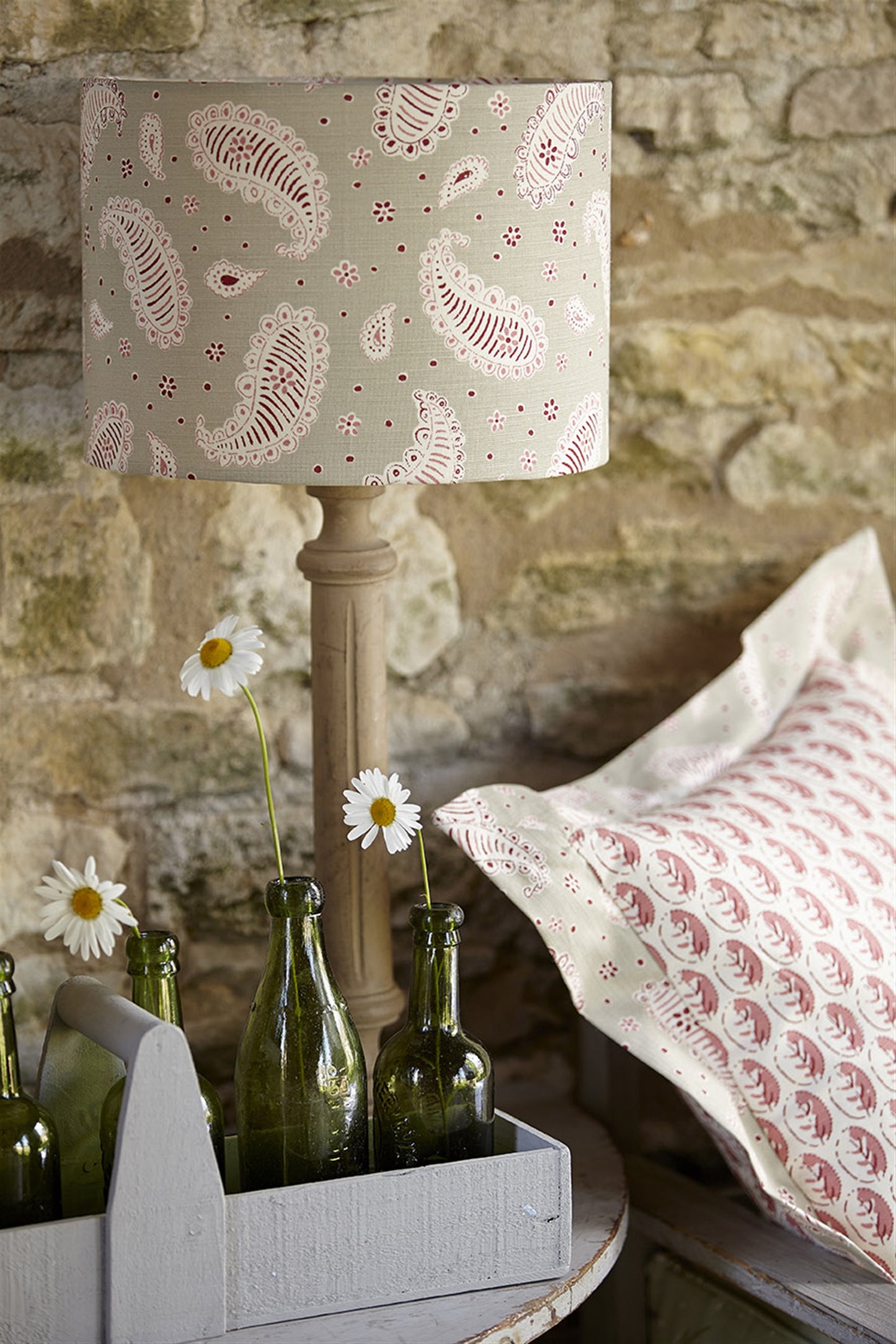 Paisley Ground - Limestone, Raspberry - Cut Lengths