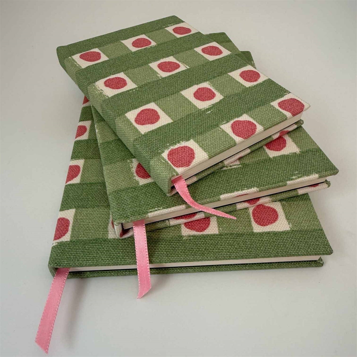 Dotty Check Notebook - Soft Moss, Moss, Soft Raspberry