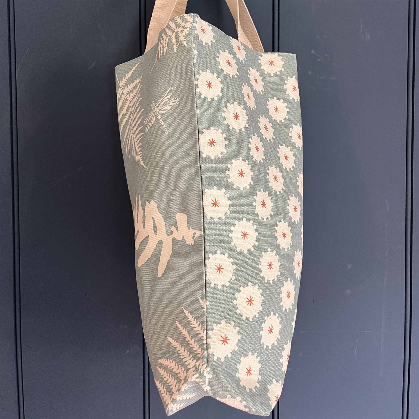 Tote Bag - May Blossom, Smoke, Peach and Fern and Dragonfly, Smoke