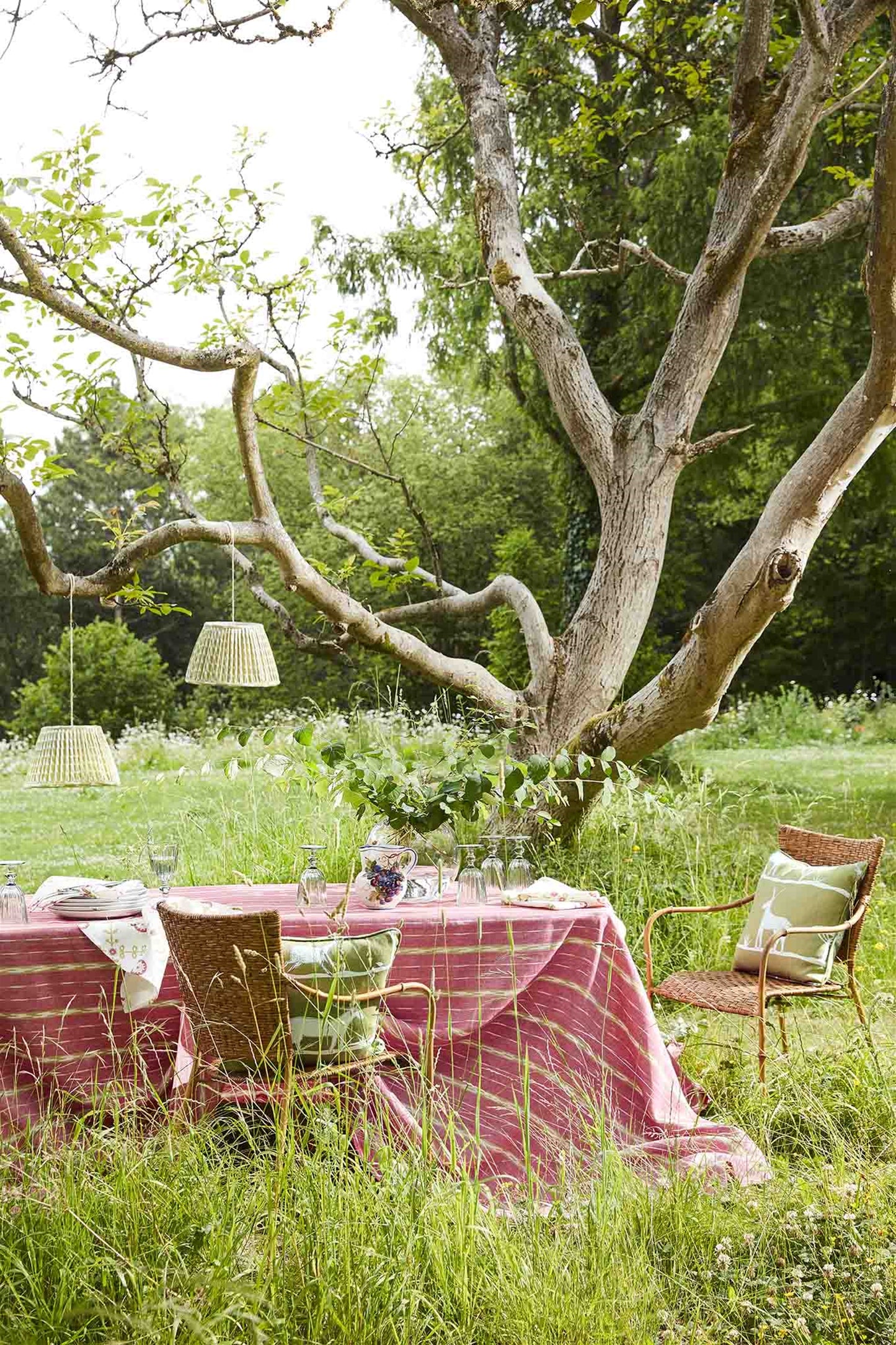Rectangular Tablecloth - Baltic Stripe - Sweet Pea, Lime - Was £431, NOW £299