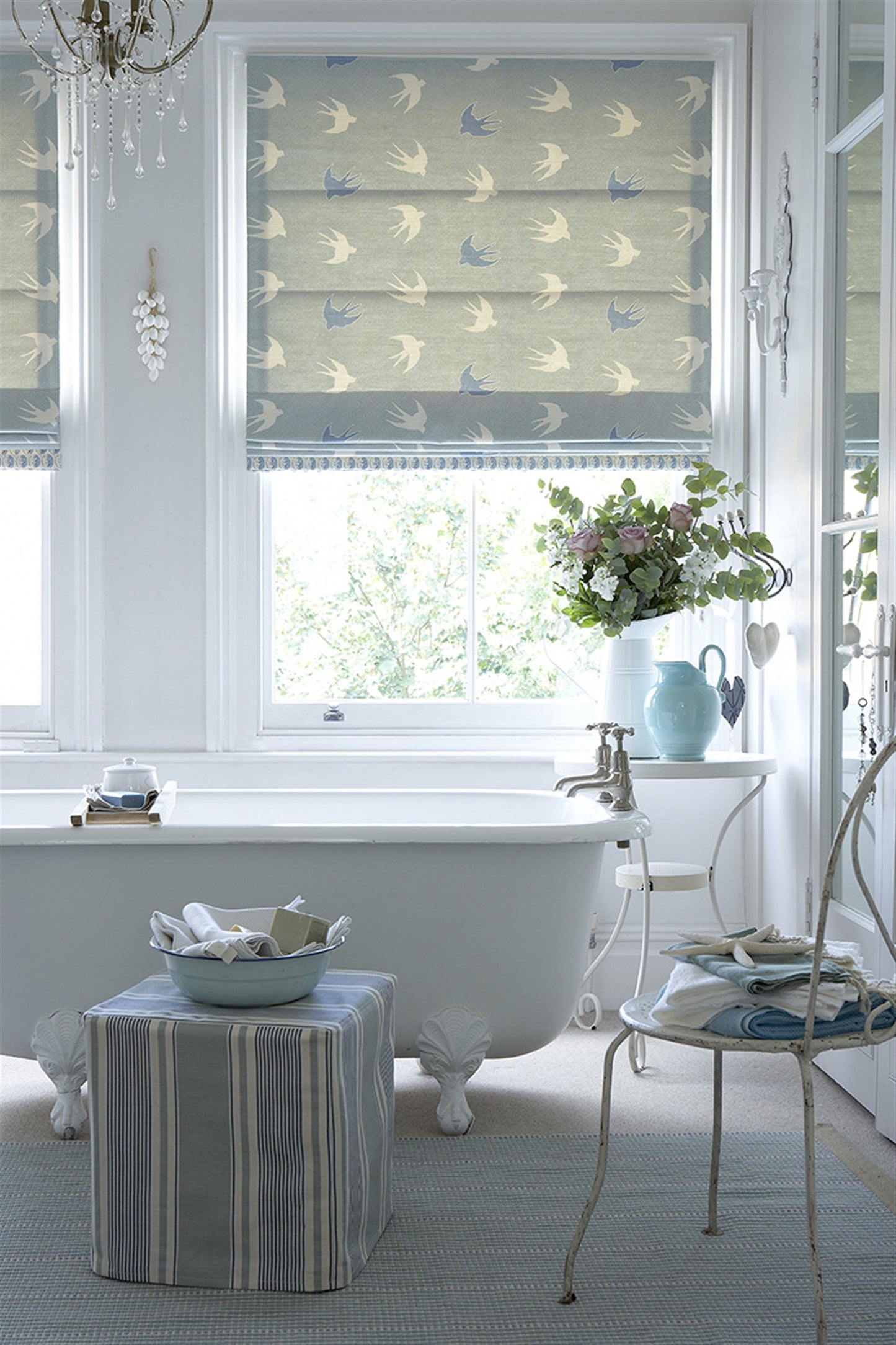 French Ticking - Duck Egg, Denim