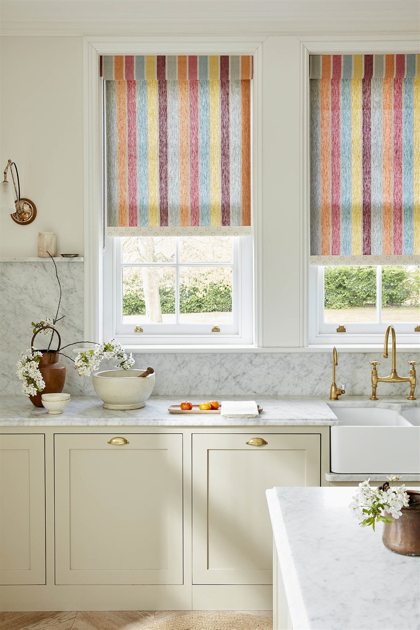 Pair of Roller Blinds & Pelmets - Scandi Stripe (W: 84cm x D: 159cm) - Was £1,243, NOW £600