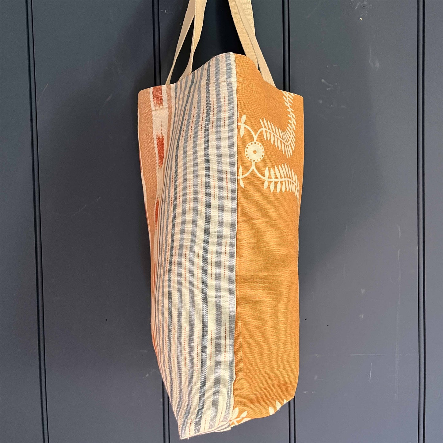 Tote Bag - Up the Garden Path, Day Lily and Lapland Stripe, Cornflower, Terracotta, Damask