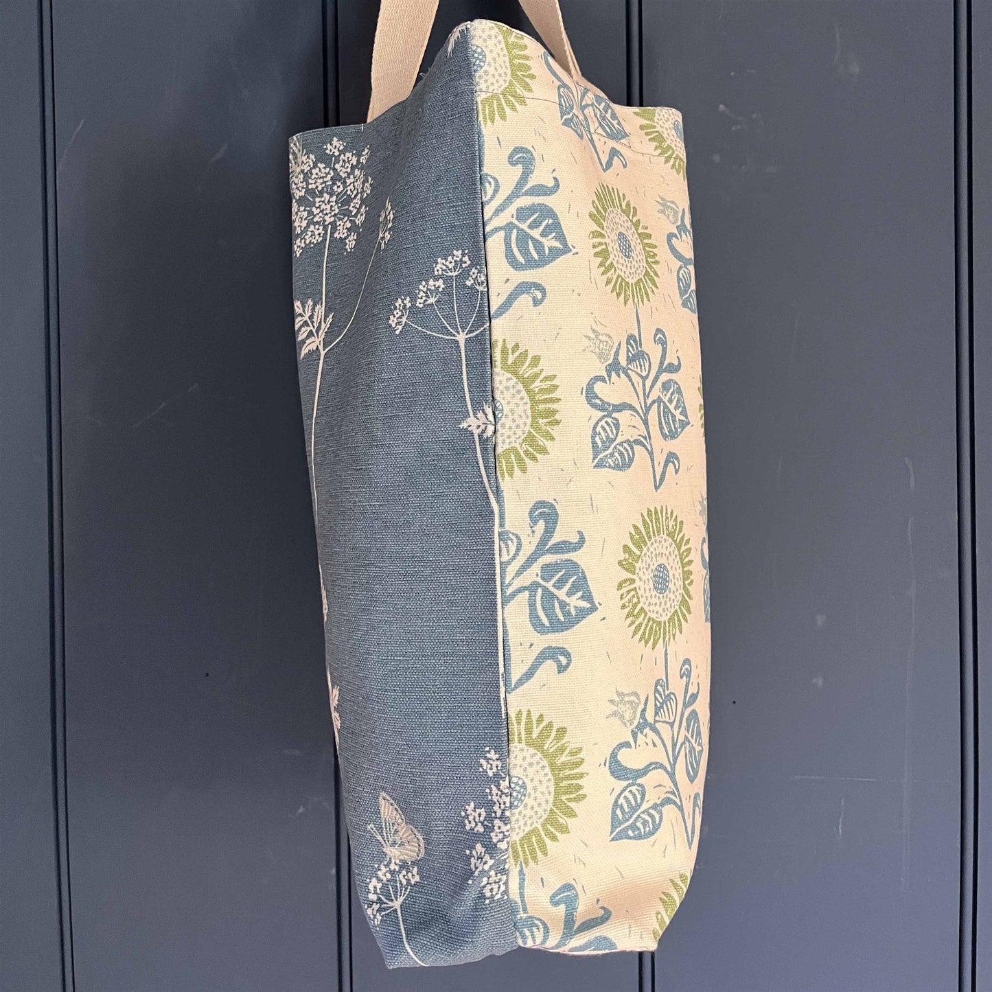 Tote Bag - Sunflower Detail, Light Indigo, Cloud, Moss and Cow Parsley, Cornflower, Duck Egg
