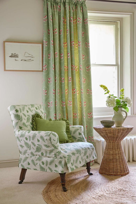 Armchair upholstered in woodland fabric