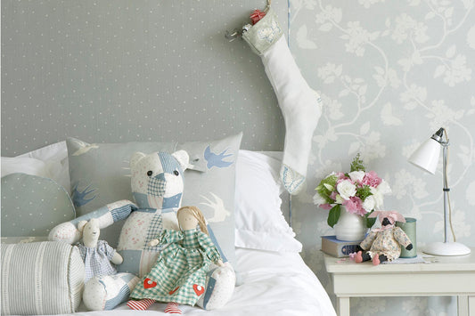 Christmas decorations in a bedroom