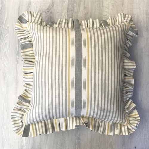 Lapland Stripe - Dove, Saffron, Charcoal - square