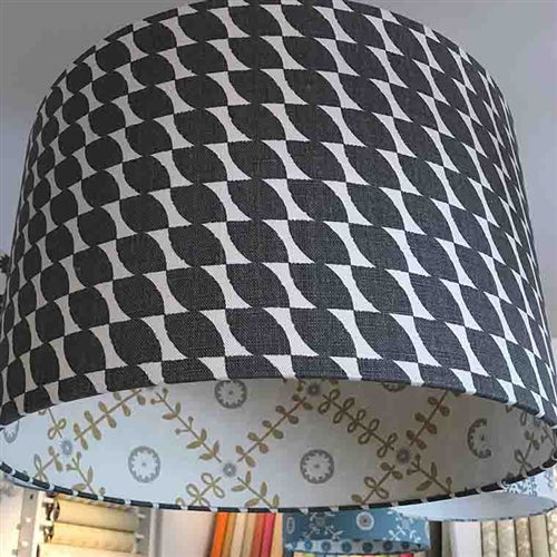 Sepals and Petals - Charcoal - contrast lining - drum, ceiling - Was £324, NOW £282