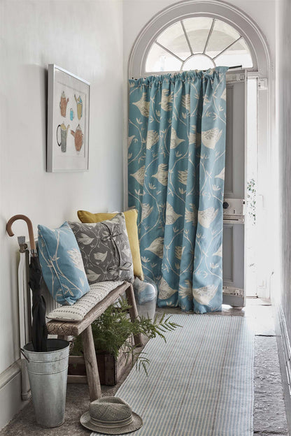 Stair or Floor Runner - Stripe and Dash - Smoke and Cornflower