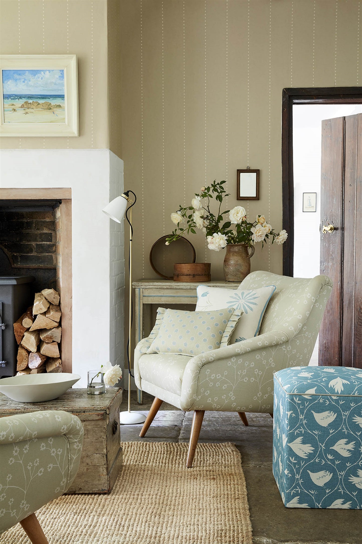 Spotty Stripe - Wall Covering - Limestone