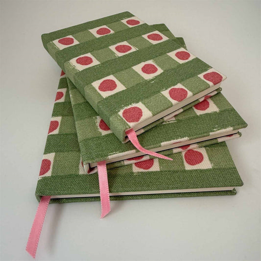 Dotty Check Notebook - Soft Moss, Moss, Soft Raspberry