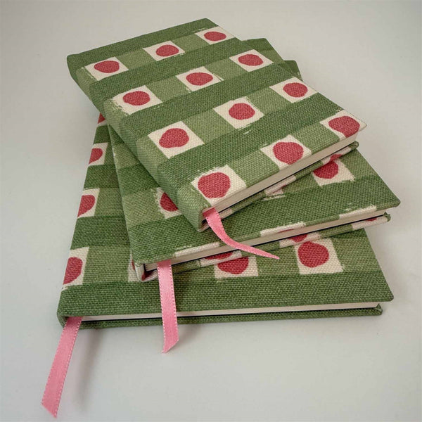 Dotty Check Notebook - Soft Moss, Moss, Soft Raspberry