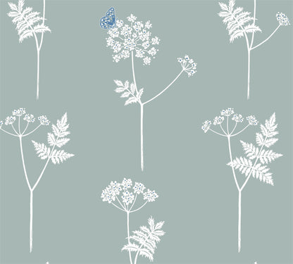 Cow Parsley - Wallpaper - Duck Egg, Cornflower