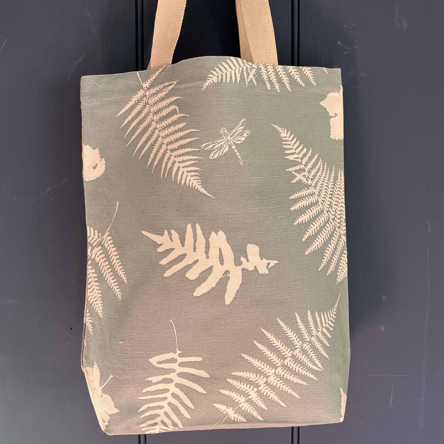 Tote Bag - Fern & Dragonfly, Smoke and Scandi Stripe, Cool