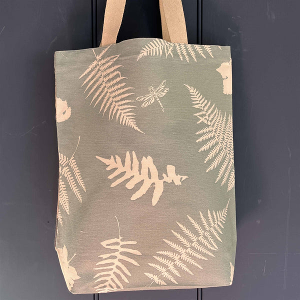 Tote Bag - Fern & Dragonfly, Smoke and Scandi Stripe, Cool