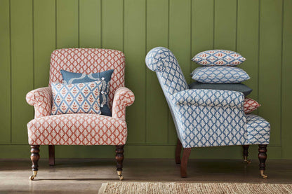 Lattice Leaf - Soft Cornflower, Peach
