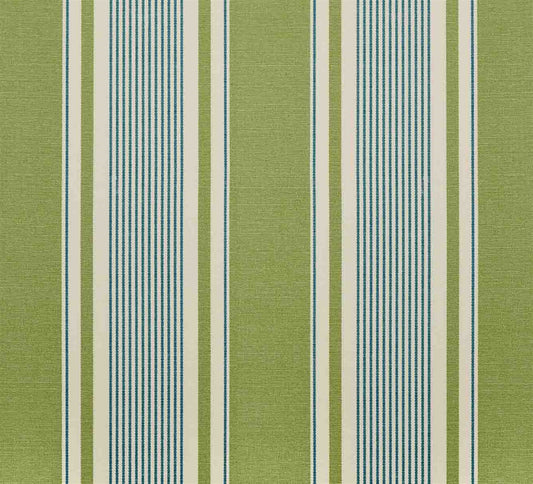 French Ticking - Moss, Cornflower