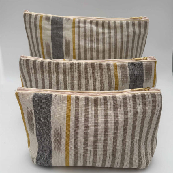 Lapland Stripe - Wash Bag - Dove, Saffron, Charcoal