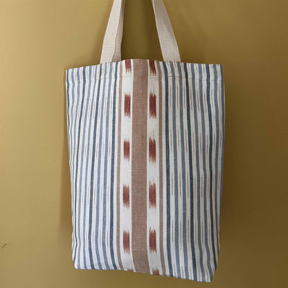 Tote Bag - Up the Garden Path, Day Lily and Lapland Stripe, Cornflower, Terracotta, Damask