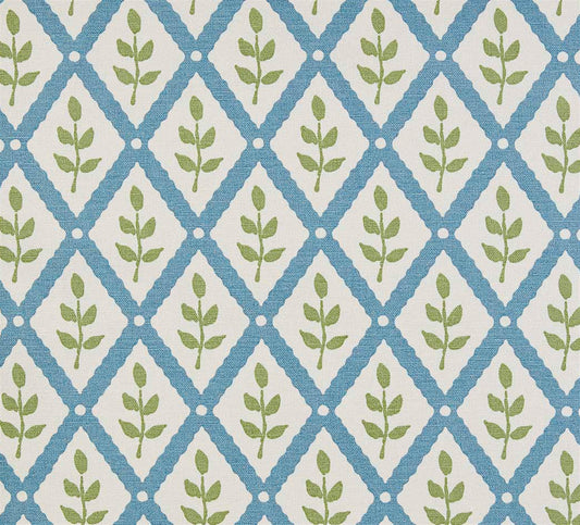 Lattice Leaf - Soft Cornflower, Moss
