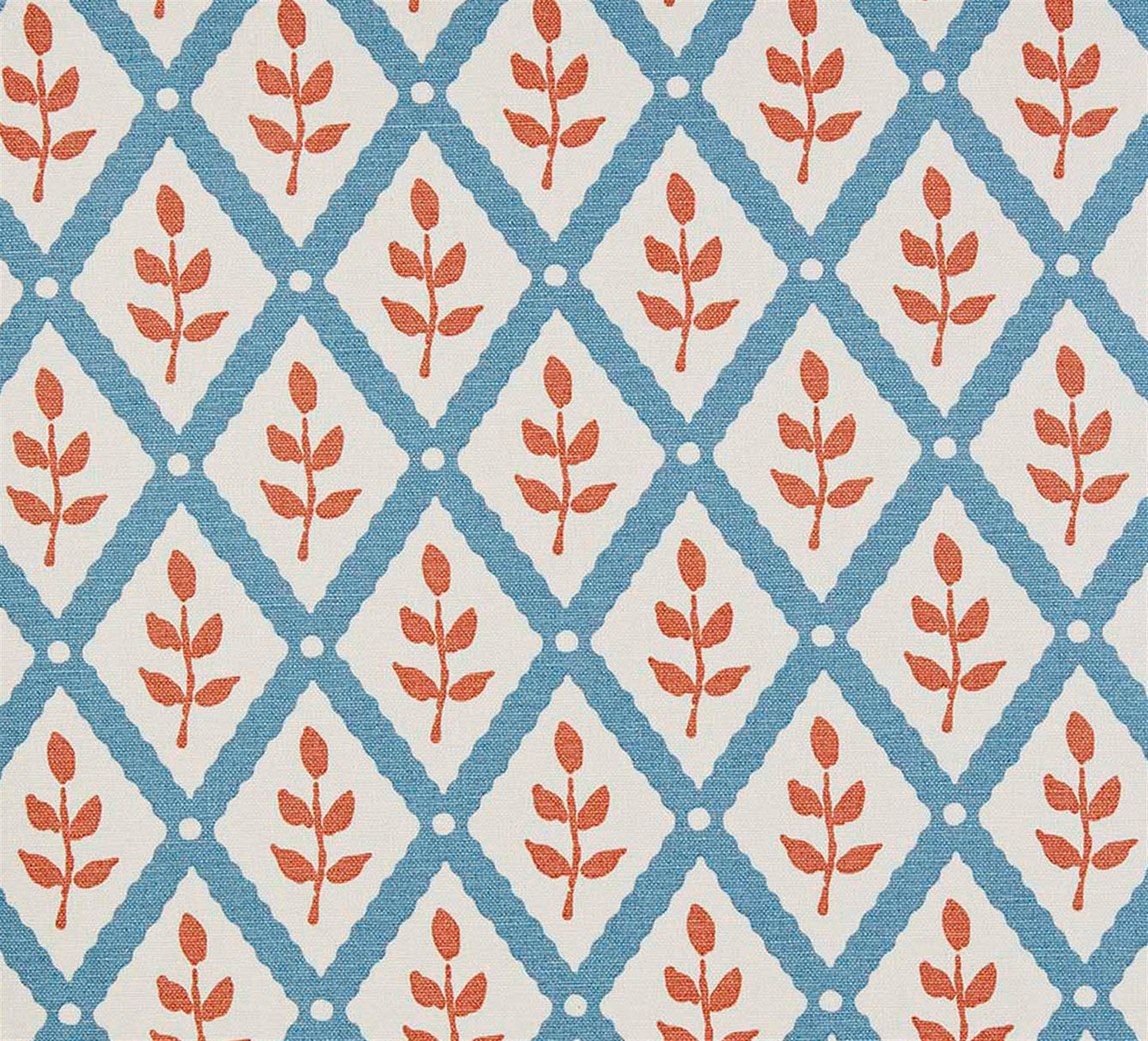 Lattice Leaf - Soft Cornflower, Peach