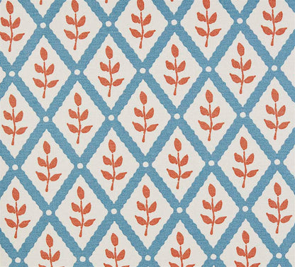 Lattice Leaf - Soft Cornflower, Peach