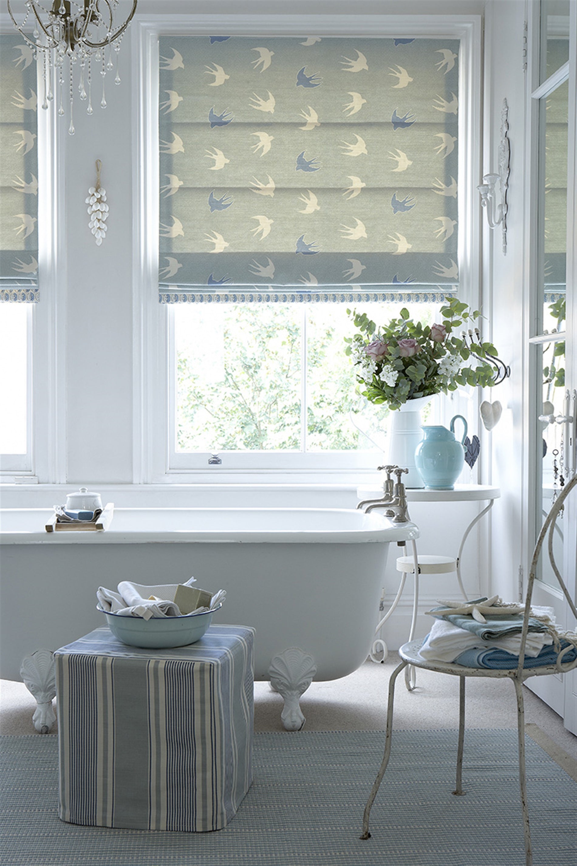 French Ticking - Duck Egg, Denim