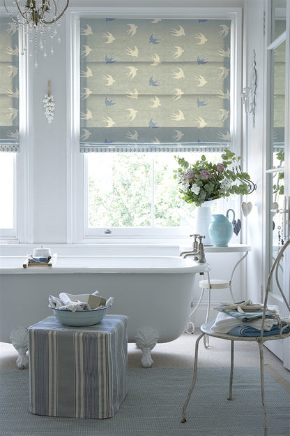 French Ticking - Duck Egg, Denim