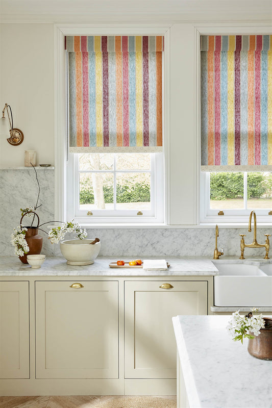 Pair of Roller Blinds & Pelmets - Scandi Stripe (W: 84cm x D: 159cm) - Was £1,243, NOW £600
