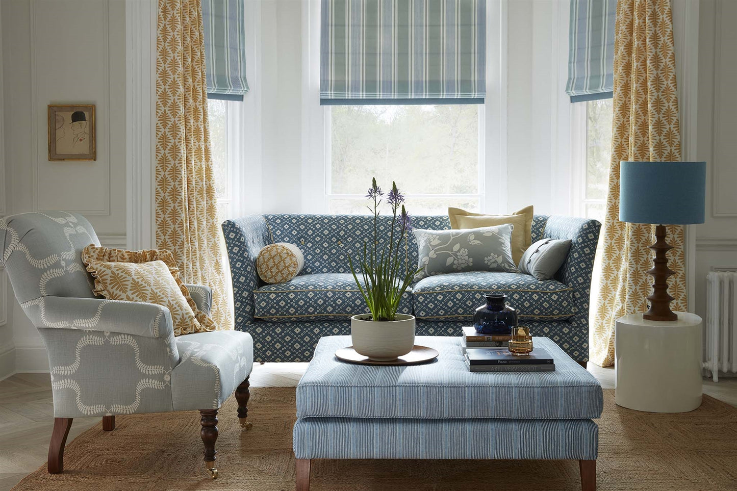 French Ticking - Duck Egg, Denim