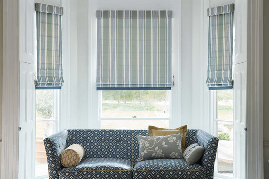 Bay Window Roman Blind with pelmets - French Ticking - Was £633, NOW £299