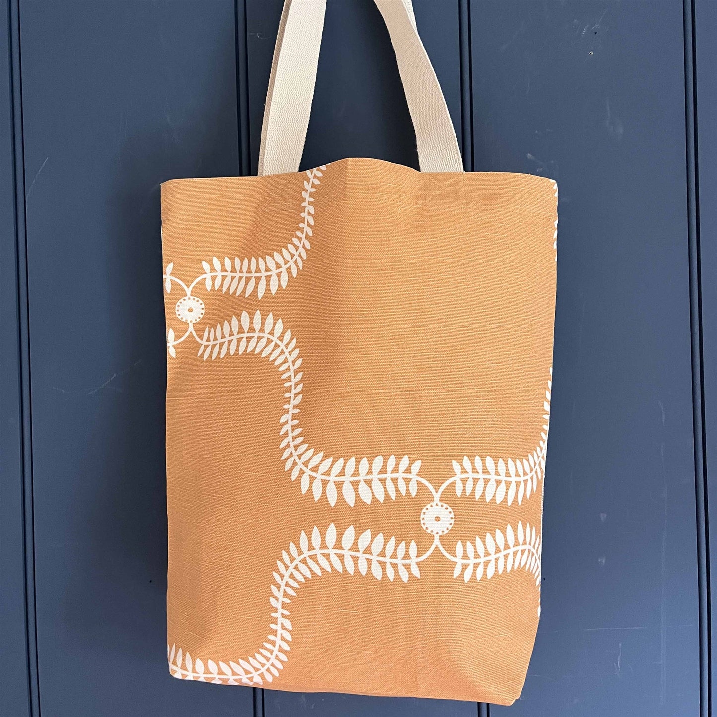 Tote Bag - Up the Garden Path, Day Lily and Lapland Stripe, Cornflower, Terracotta, Damask