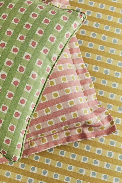 Dotty Check - Soft Moss, Moss, Soft Raspberry