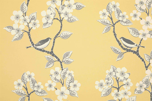 Song Birds - Wall Covering - Buttercup, Clay, Charcoal