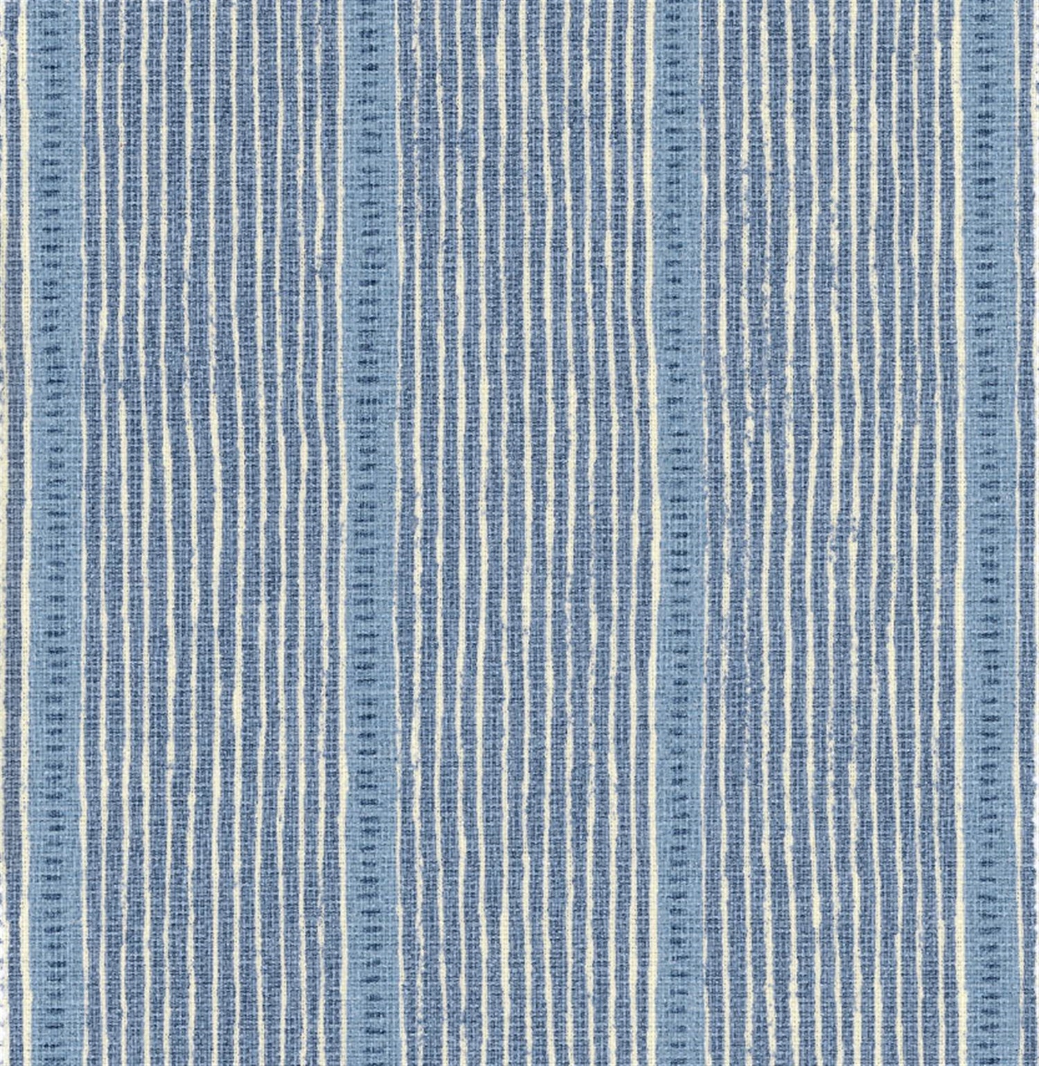 Stripe and Dash - Cornflower, Forget-me-not, Denim