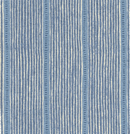 Stripe and Dash - Cornflower, Forget-me-not, Denim