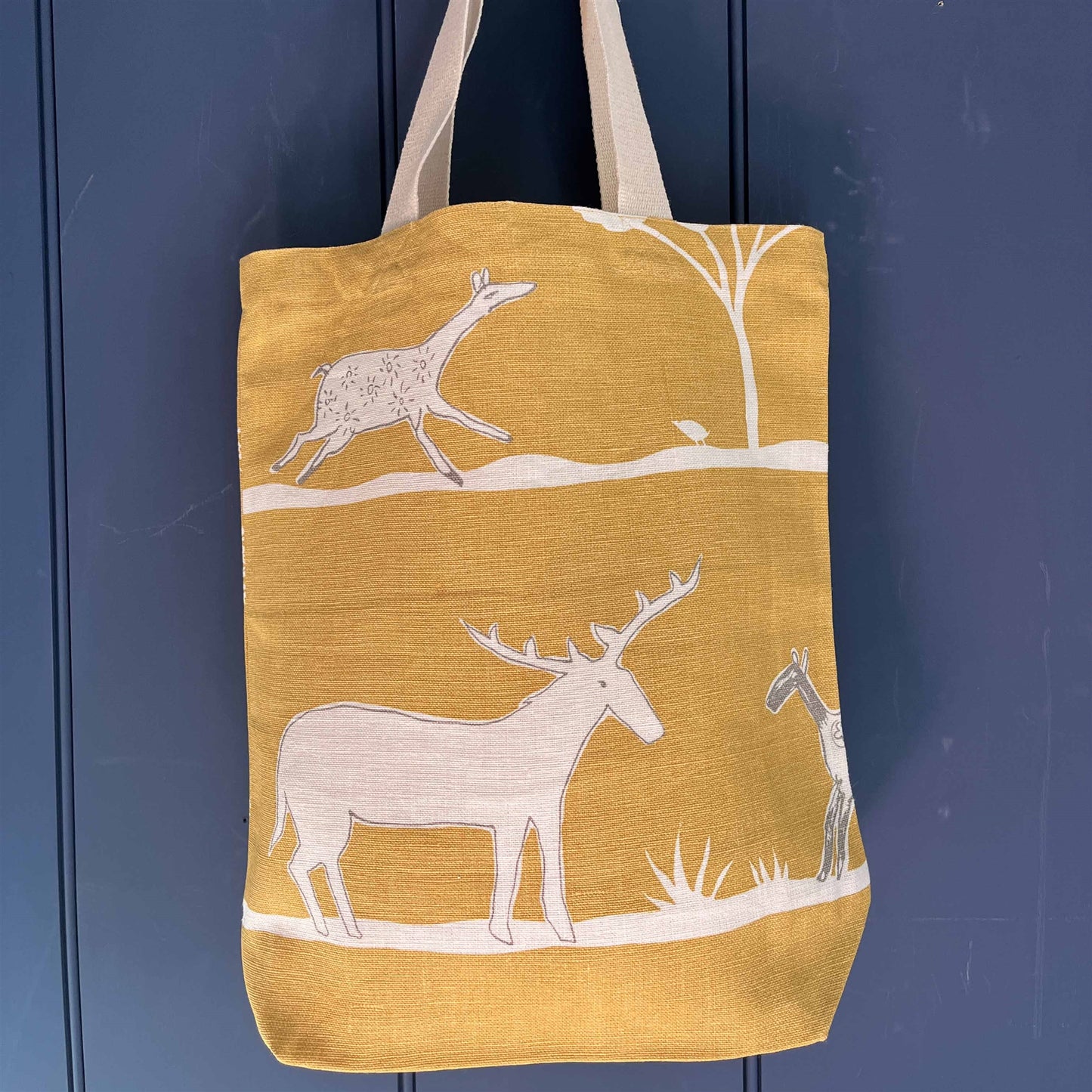 Tote Bag in Cow Parsley, Saffron & Charcoal and Wild & Free, Saffron and Charcoal