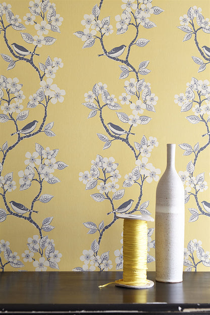 Song Birds - Wall Covering - Buttercup, Clay, Charcoal