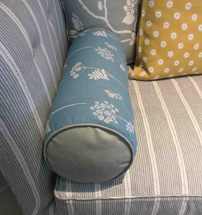 Cow Parsley - Teal, Pigeon - small bolster