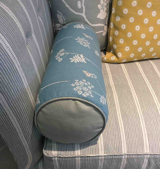 Cow Parsley - Teal, Pigeon - small bolster