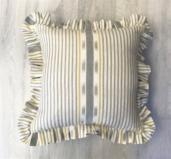 Lapland Stripe - Dove, Saffron, Charcoal - square - Was £137, Now £109