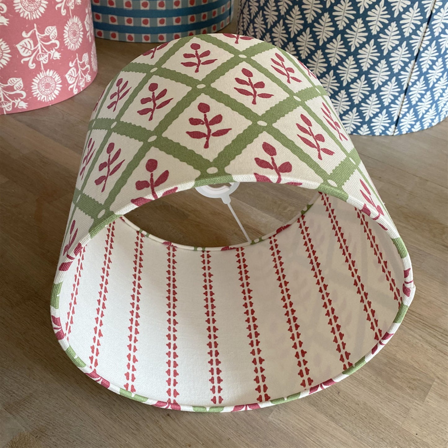 Lattice Leaf - Moss, Damson - drum, ceiling